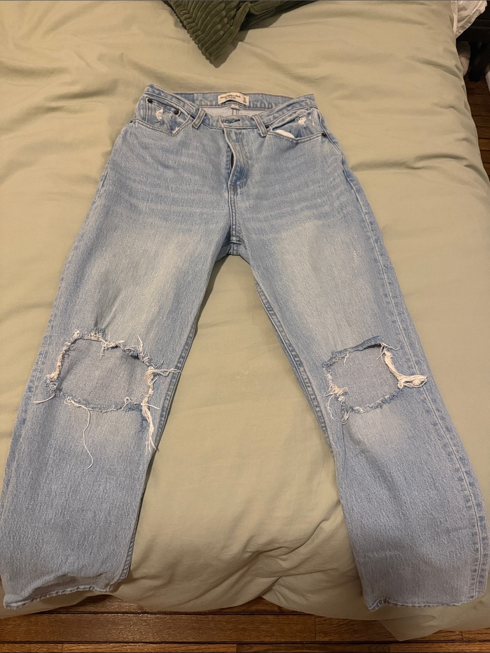 Abercrombie & Fitch Light Wash Distressed Boyfriend Jeans